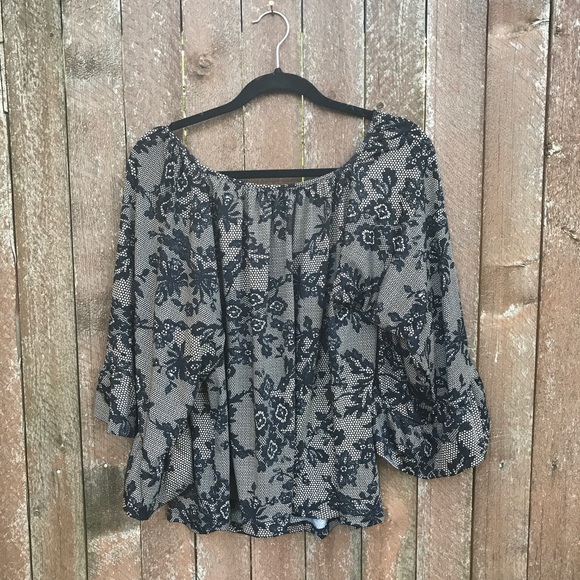 Betsey Johnson floral print blouse cute fall L - Picture 3 of 6